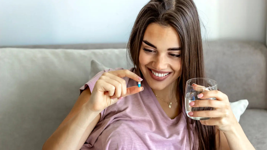 woman with spermidine capsule