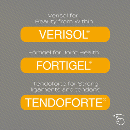 Verisol, Fortigel, and Tendoforte for skin, joint, and tendon health