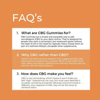 FAQs about CBG Gummies on an orange background