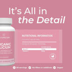 Supplement bottle with nutritional information on a pink background