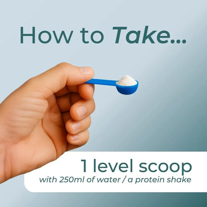 Triple Magnesium Powder container with key features on a light blue background