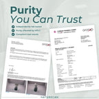 Promotional graphic for Naturecan purity testing services, featuring two sample laboratory report documents from Limbach Analytica GmbH and arotap, along with text reading 'Purity You Can Trust' and checkmarks for independent lab testing, HPLC verification, and compliant test results.