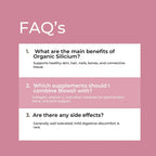 FAQ section about organic silicon with answers on a pink background