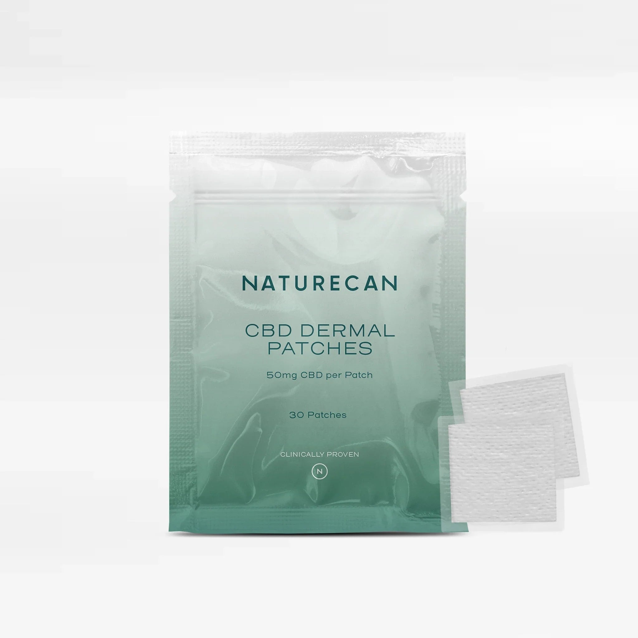 Naturecan CBD Dermal Patches packaging with dosage details and two patch illustrations.