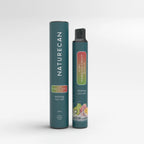 Naturecan vape pen packaging, kiwi passion fruit guava flavor, 600mg CBD CBG, teal design with fruit imagery.