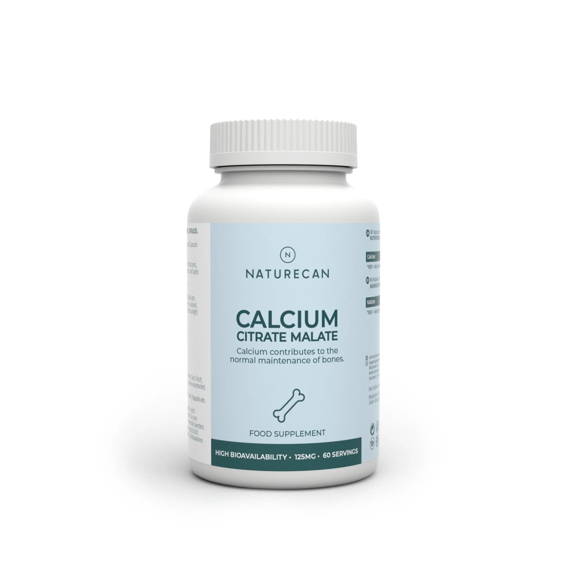 Naturecan Calcium Citrate Malate supplement bottle on a white background