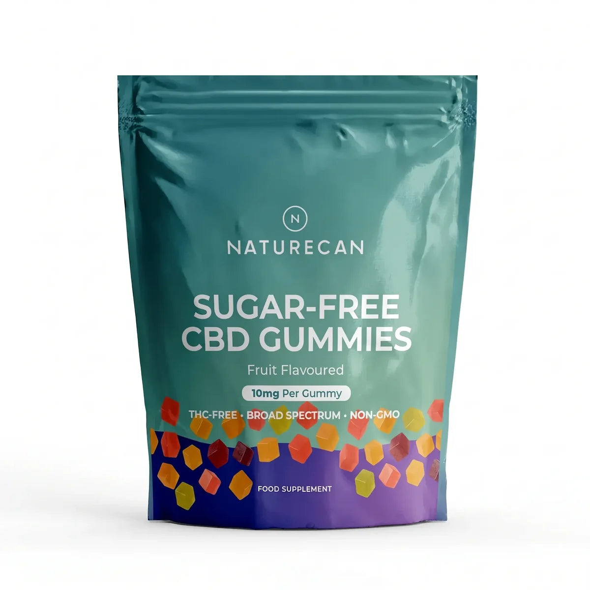 Package of Naturecan sugar-free CBD gummies on a white background