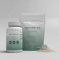 Naturecan NAC capsules and Glycine powder packaging with a scoop of powder.