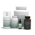 Naturecan product bundle with CBD balm, MSM powder, vitamin supplements, and more, displayed in white and green packaging.