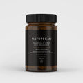 Naturecan NovaSOL CBD and Melatonin capsules in a dark amber jar with black label and lid.