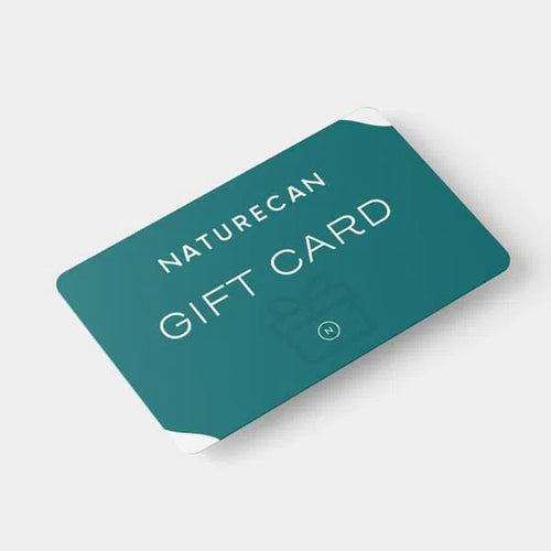 Naturecan gift card with teal background and white text.
