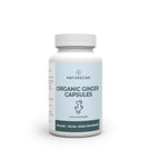Bottle of Naturecan Organic Ginger Capsules on a white background