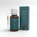 Naturecan Pets CBD oil packaging and bottle for small dogs, 300mg/10ml, with a syringe.