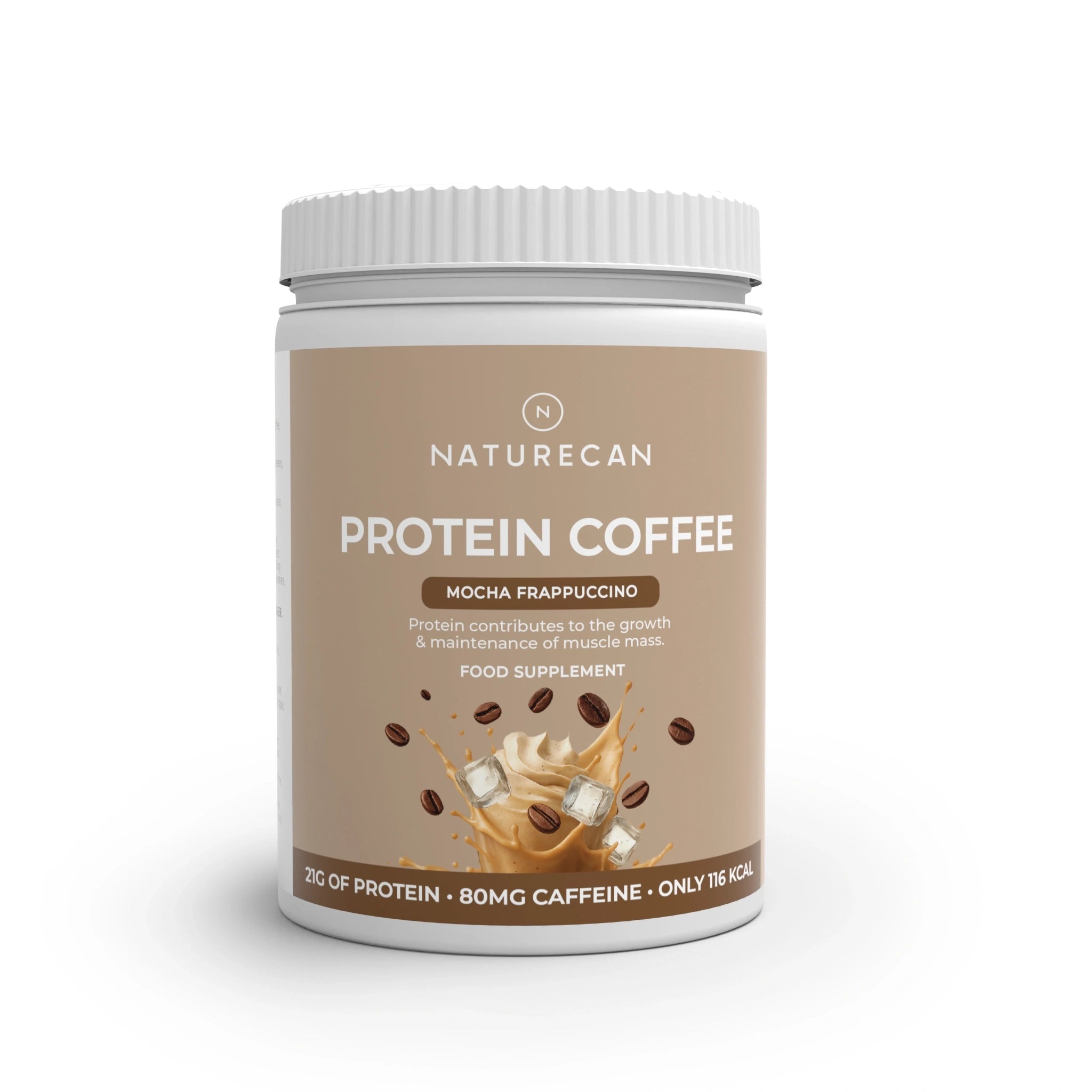 Naturecan Protein Coffee container on a white background