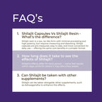 FAQs about Shilajit on a purple background