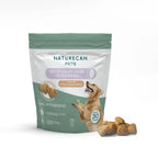 Naturecan Pets UC-II Joint Care Dog Chews packaging with 70% chicken and a happy dog image.