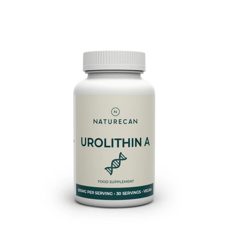 Naturecan Urolithin A supplement bottle on a white background