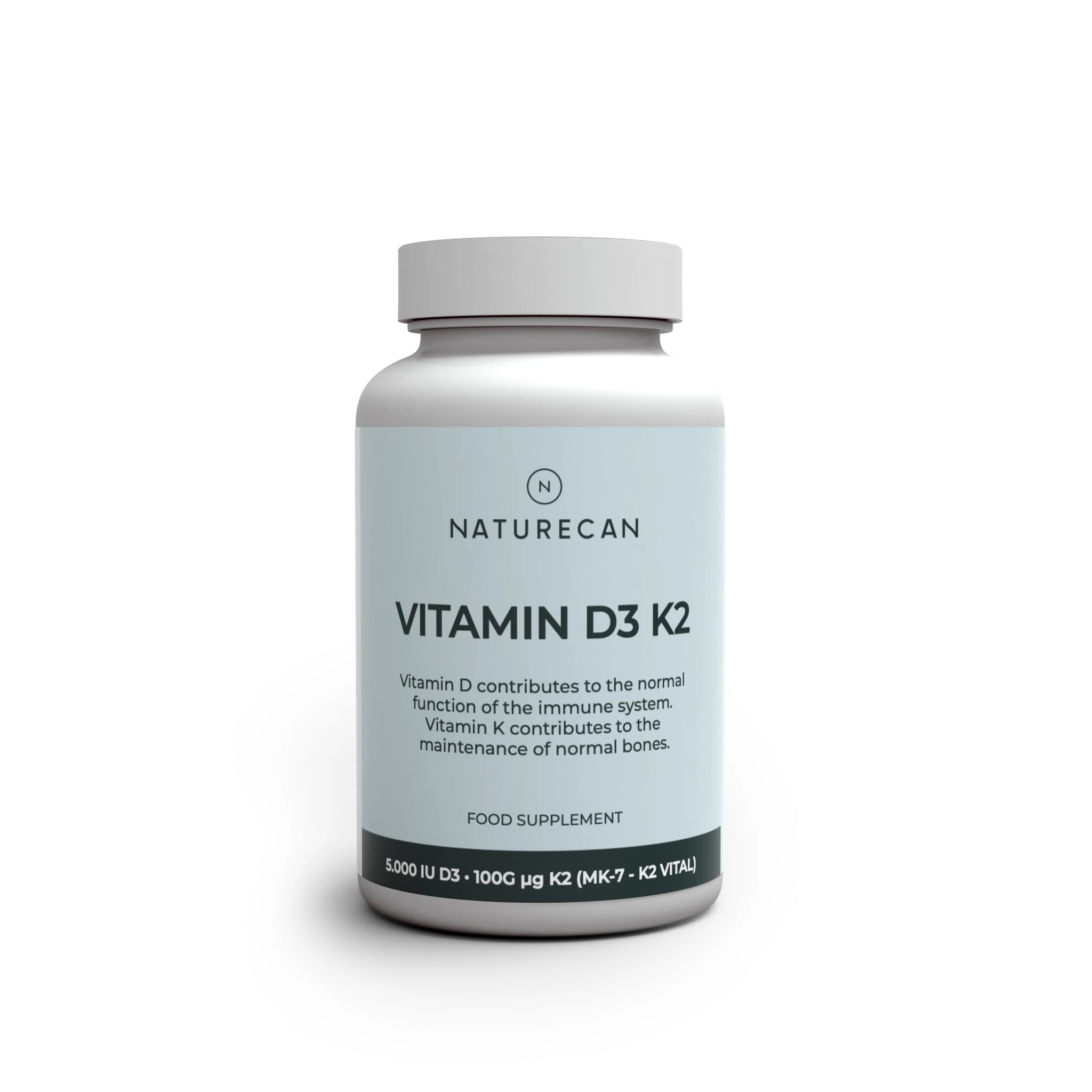 Naturecan Vitamin D3 K2 supplement bottle on a white background