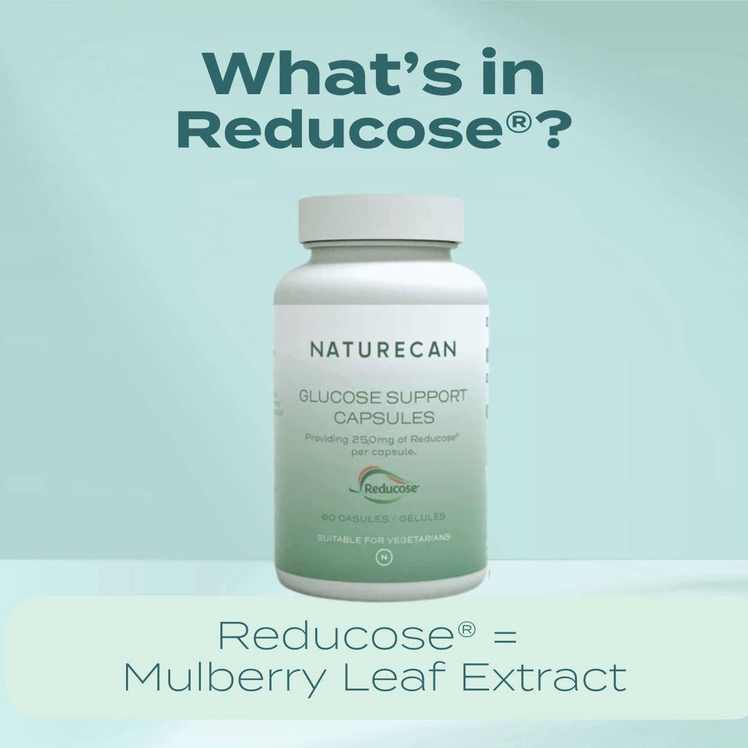 Naturecan Glucose Support Capsules bottle with Reducose®, mulberry leaf extract.